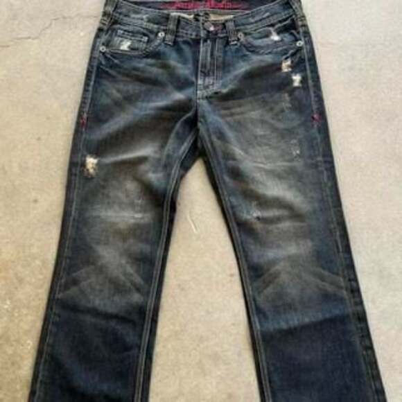 Archaic Denim Y2K Grunge Jeans 34x29 Distressed Studded Accent Pockets - Picture 3 of 6